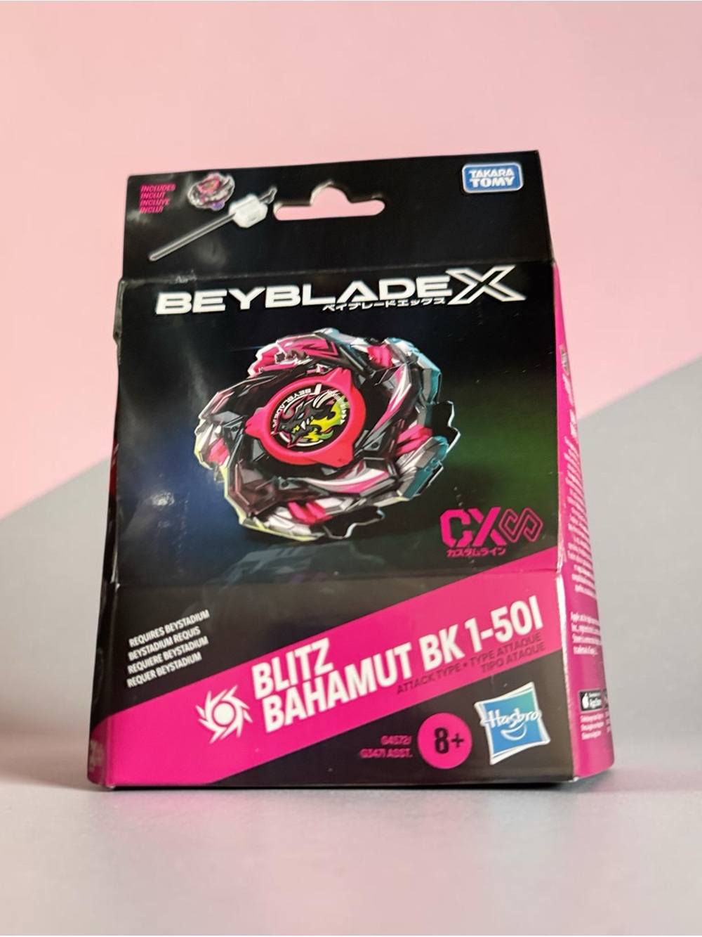 Hasbro Beyblade X Blitz Bahamut BK 1-50I Pink and Black Attack Top